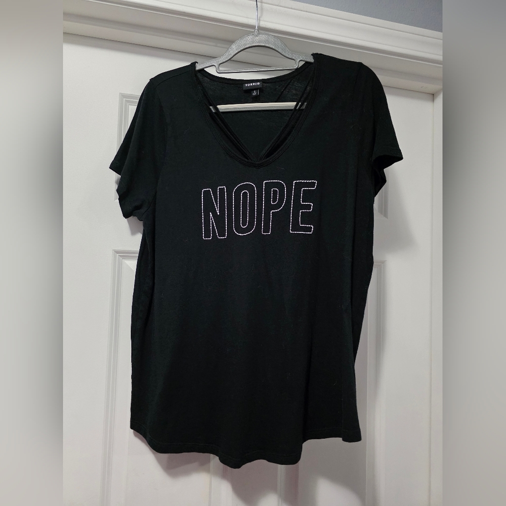 Torrid Black Tee with 'NOPE' Graphic